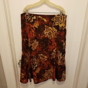 Autumn Flowers Long Midi Skirt